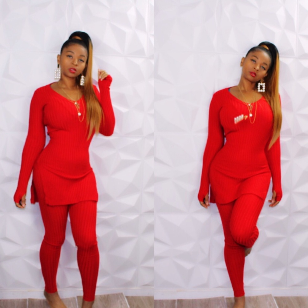 Ribbed Two Piece Pants Set